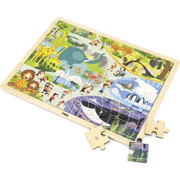 Viga Viga 44587 Puzzle na podkładce 48 elementów - poznajemy zoo 9500812 6971608445873
