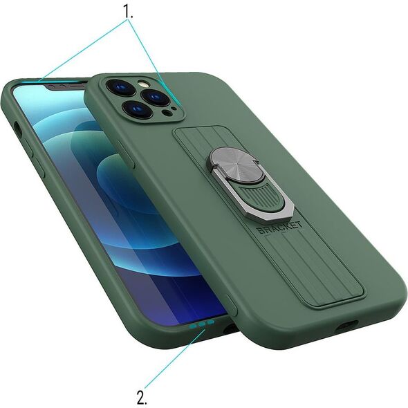 Hurtel Ring Case silikonowe etui z uchwytem na palec i podstawką do iPhone 11 Pro miętowy 9511014 9145576213995