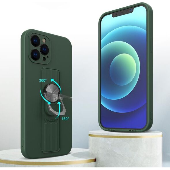 Hurtel Ring Case silikonowe etui z uchwytem na palec i podstawką do iPhone 11 Pro Max miętowy 9511024 9145576214091