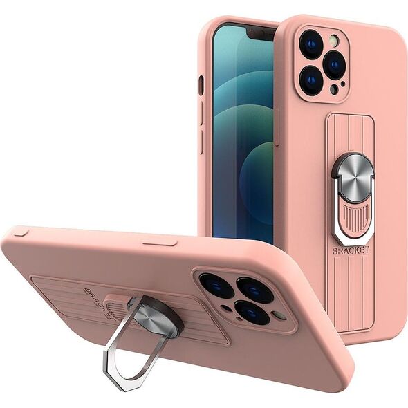 Hurtel Ring Case silikonowe etui z uchwytem na palec i podstawką do Samsung Galaxy A32 4G różowy 9511256 9145576216415