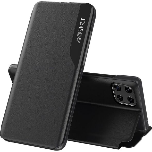 Hurtel Eco Leather View Case elegancki futerał etui z klapką i funkcją podstawki Samsung Galaxy A22 4G czarny 9511318 9145576220153