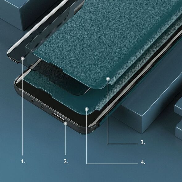 Hurtel Eco Leather View Case elegancki futerał etui z klapką i funkcją podstawki Samsung Galaxy A22 4G czerwony 9511323 9145576220207