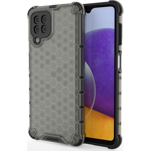 Hurtel Honeycomb etui pancerny pokrowiec z żelową ramką Samsung Galaxy A22 4G czarny 9511357 9145576213483