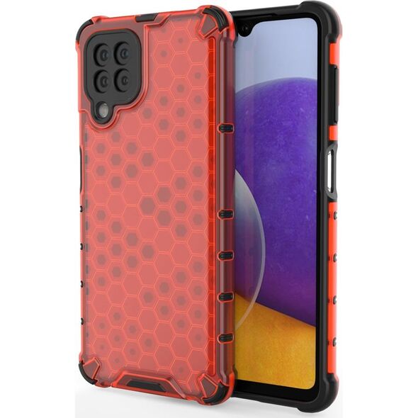 Hurtel Honeycomb etui pancerny pokrowiec z żelową ramką Samsung Galaxy A22 4G czerwony 9511360 9145576213513