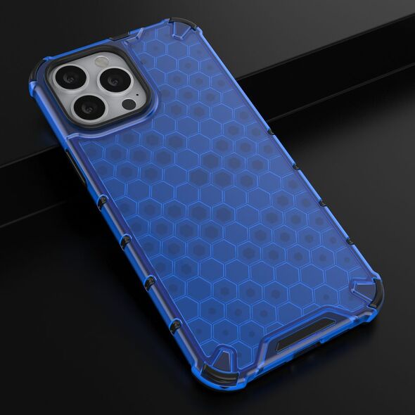 Hurtel Honeycomb etui pancerny pokrowiec z żelową ramką iPhone 13 Pro Max niebieski 9511370 9145576213247