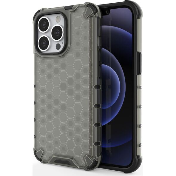 Hurtel Honeycomb etui pancerny pokrowiec z żelową ramką iPhone 13 Pro czarny 9511374 9145576213285