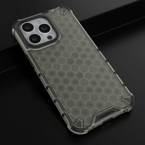 Hurtel Honeycomb etui pancerny pokrowiec z żelową ramką iPhone 13 Pro czarny 9511374 9145576213285