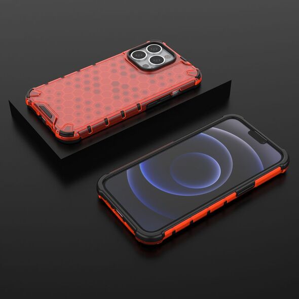 Hurtel Honeycomb etui pancerny pokrowiec z żelową ramką iPhone 13 Pro czerwony 9511377 9145576213315