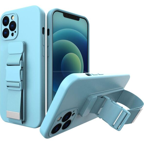 Hurtel Rope case żelowe etui ze smyczą łańcuszkiem torebka smycz Samsung Galaxy S21+ 5G (S21 Plus 5G) niebieski 9511559 9145576218808