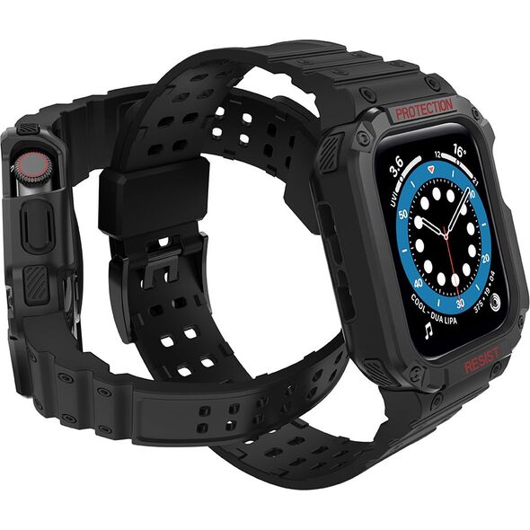 Hurtel Protect Strap Band opaska z etui do Watch 7 / 6 / 5 / 4 / 3 / 2 / SE (41 / 40 / 38mm) obudowa pancerny pokrowiec na zegarek czarny 9537646 9145576231524
