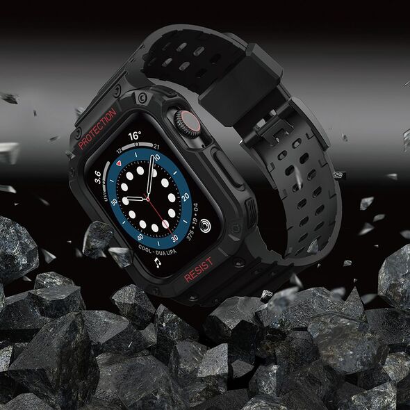 Hurtel Protect Strap Band opaska z etui do Watch 7 / 6 / 5 / 4 / 3 / 2 / SE (41 / 40 / 38mm) obudowa pancerny pokrowiec na zegarek czarny 9537646 9145576231524