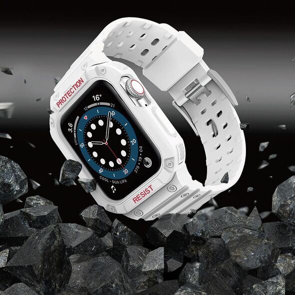 Hurtel Protect Strap Band opaska z etui do Watch 7 / 6 / 5 / 4 / 3 / 2 / SE (41 / 40 / 38mm) obudowa pancerny pokrowiec na zegarek biały 9537651 5907769311932
