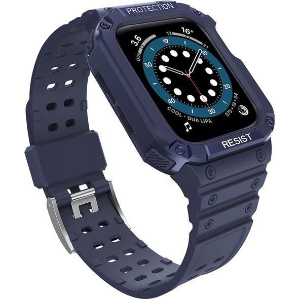Hurtel Protect Strap Band opaska z etui do Watch 7 / 6 / 5 / 4 / 3 / 2 / SE (41 / 40 / 38mm) obudowa pancerny pokrowiec na zegarek niebieski 9537656 5907769311888