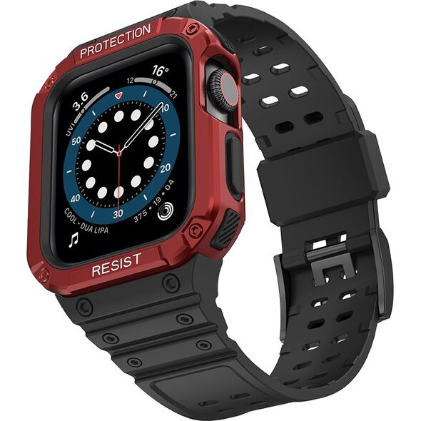 Hurtel Protect Strap Band opaska z etui do Watch 7 / 6 / 5 / 4 / 3 / 2 / SE (45 / 44 / 42mm) obudowa pancerny pokrowiec na zegarek czarny 9537658 5907769311864