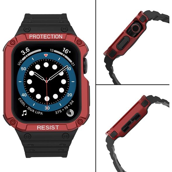 Hurtel Protect Strap Band opaska z etui do Watch 7 / 6 / 5 / 4 / 3 / 2 / SE (45 / 44 / 42mm) obudowa pancerny pokrowiec na zegarek czarny 9537658 5907769311864