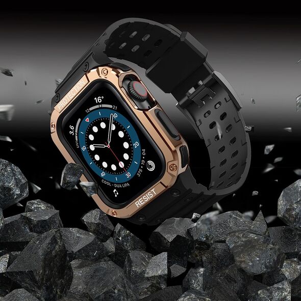 Hurtel Protect Strap Band opaska z etui do Watch 7 / 6 / 5 / 4 / 3 / 2 / SE (45 / 44 / 42mm) obudowa pancerny pokrowiec na zegarek czarny 9537660 5907769311857