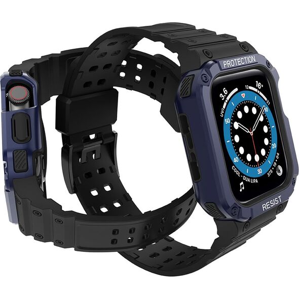 Hurtel Protect Strap Band opaska z etui do Watch 7 / 6 / 5 / 4 / 3 / 2 / SE (45 / 44 / 42mm) obudowa pancerny pokrowiec na zegarek czarny 9537661 5907769311840