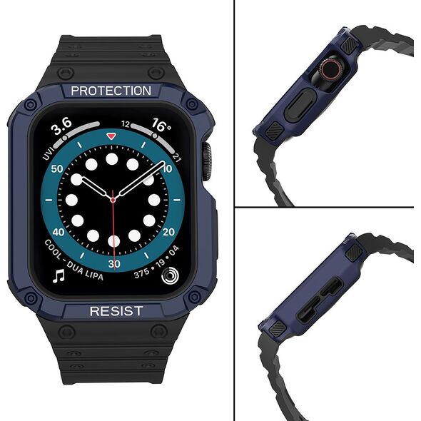 Hurtel Protect Strap Band opaska z etui do Watch 7 / 6 / 5 / 4 / 3 / 2 / SE (45 / 44 / 42mm) obudowa pancerny pokrowiec na zegarek czarny 9537661 5907769311840