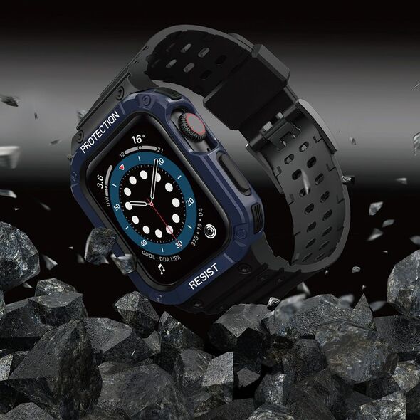 Hurtel Protect Strap Band opaska z etui do Watch 7 / 6 / 5 / 4 / 3 / 2 / SE (45 / 44 / 42mm) obudowa pancerny pokrowiec na zegarek czarny 9537661 5907769311840