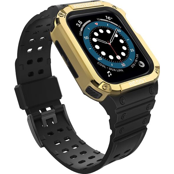 Hurtel Protect Strap Band opaska z etui do Watch 7 / 6 / 5 / 4 / 3 / 2 / SE (45 / 44 / 42mm) obudowa pancerny pokrowiec na zegarek czarny 9537662 5907769311833