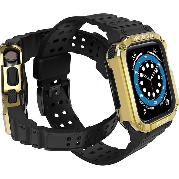 Hurtel Protect Strap Band opaska z etui do Watch 7 / 6 / 5 / 4 / 3 / 2 / SE (45 / 44 / 42mm) obudowa pancerny pokrowiec na zegarek czarny 9537662 5907769311833