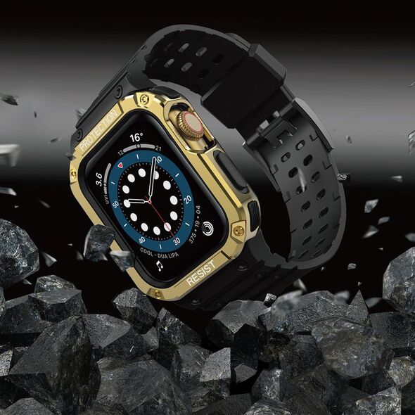 Hurtel Protect Strap Band opaska z etui do Watch 7 / 6 / 5 / 4 / 3 / 2 / SE (45 / 44 / 42mm) obudowa pancerny pokrowiec na zegarek czarny 9537662 5907769311833