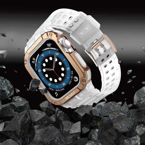 Hurtel Protect Strap Band opaska z etui do Watch 7 / 6 / 5 / 4 / 3 / 2 / SE (45 / 44 / 42mm) obudowa pancerny pokrowiec na zegarek różowy 9537663 5907769311826