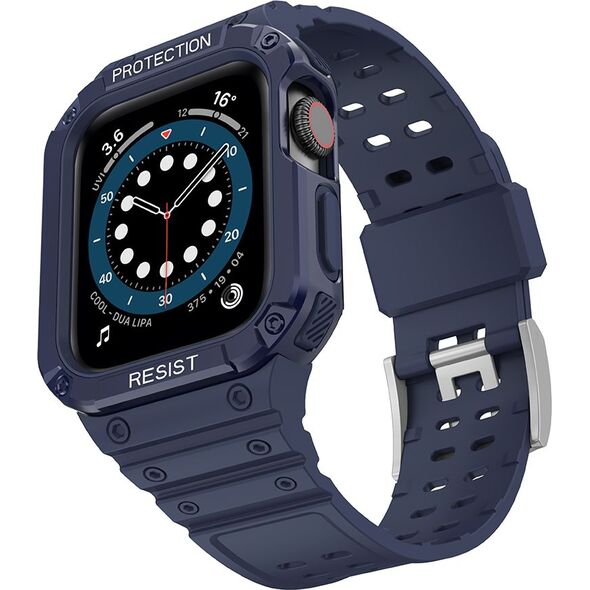 Hurtel Protect Strap Band opaska z etui do Watch 7 / 6 / 5 / 4 / 3 / 2 / SE (45 / 44 / 42mm) obudowa pancerny pokrowiec na zegarek niebieski 9537669 5907769311796