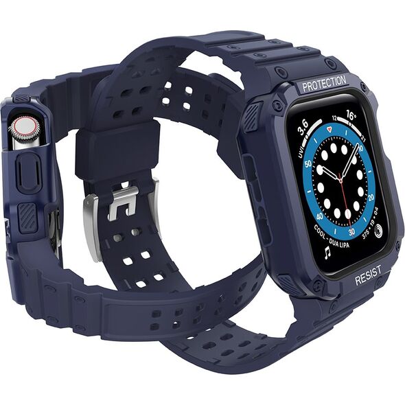 Hurtel Protect Strap Band opaska z etui do Watch 7 / 6 / 5 / 4 / 3 / 2 / SE (45 / 44 / 42mm) obudowa pancerny pokrowiec na zegarek niebieski 9537669 5907769311796