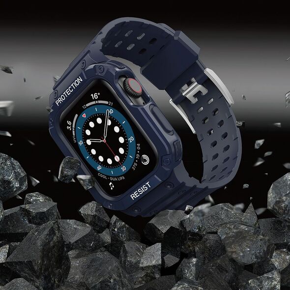Hurtel Protect Strap Band opaska z etui do Watch 7 / 6 / 5 / 4 / 3 / 2 / SE (45 / 44 / 42mm) obudowa pancerny pokrowiec na zegarek niebieski 9537669 5907769311796