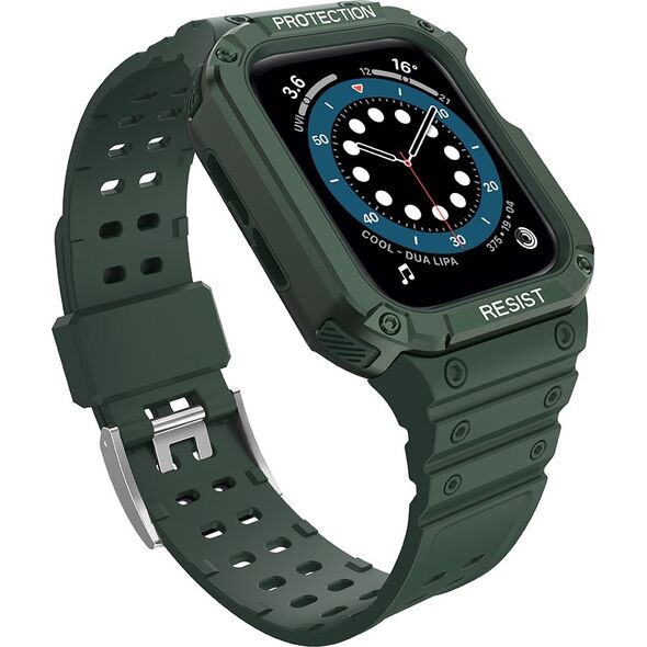 Hurtel Protect Strap Band opaska z etui do Watch 7 / 6 / 5 / 4 / 3 / 2 / SE (45 / 44 / 42mm) obudowa pancerny pokrowiec na zegarek zielony 9537670 9145576231784