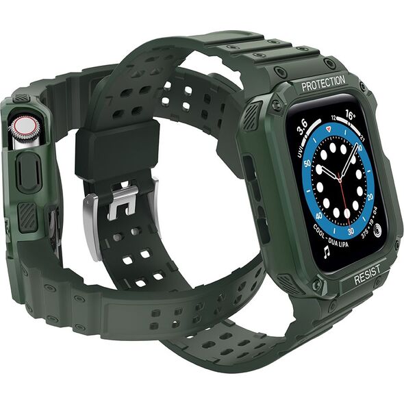 Hurtel Protect Strap Band opaska z etui do Watch 7 / 6 / 5 / 4 / 3 / 2 / SE (45 / 44 / 42mm) obudowa pancerny pokrowiec na zegarek zielony 9537670 9145576231784
