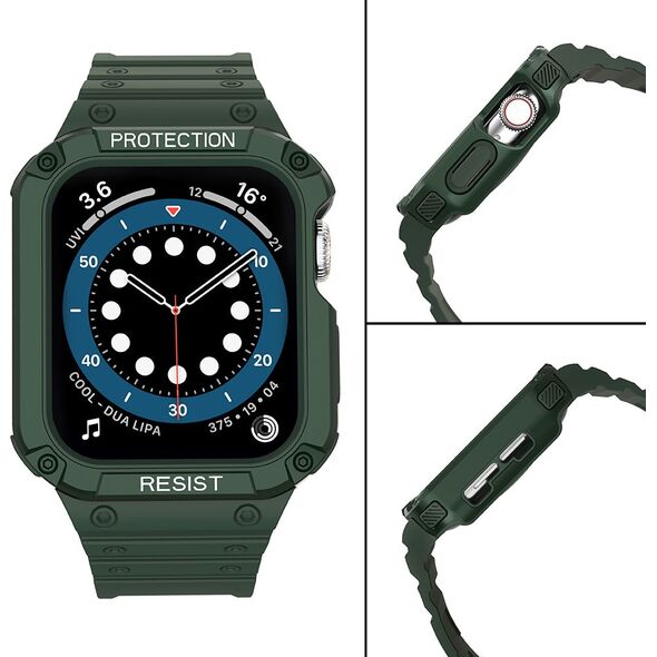 Hurtel Protect Strap Band opaska z etui do Watch 7 / 6 / 5 / 4 / 3 / 2 / SE (45 / 44 / 42mm) obudowa pancerny pokrowiec na zegarek zielony 9537670 9145576231784