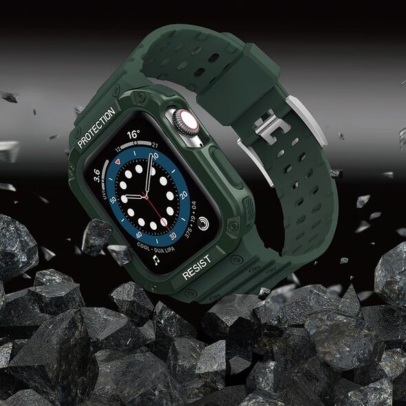 Hurtel Protect Strap Band opaska z etui do Watch 7 / 6 / 5 / 4 / 3 / 2 / SE (45 / 44 / 42mm) obudowa pancerny pokrowiec na zegarek zielony 9537670 9145576231784