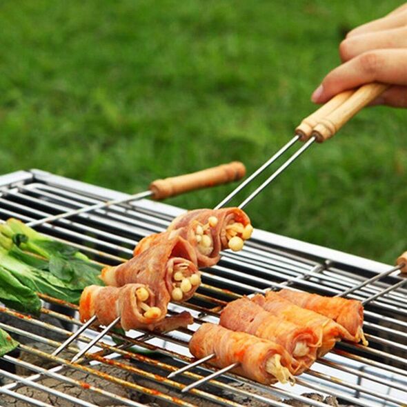 BBQ Szpikulec, szpikulce stalowe do szaszłyków, zestaw do grilla, 4 sztuki, 38,5 cm 9545791 8711252456539