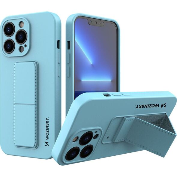 Wozinsky Wozinsky Kickstand Case elastyczne silikonowe etui z podstawką iPhone 13 Pro Max niebieski 9598980 9145576234013