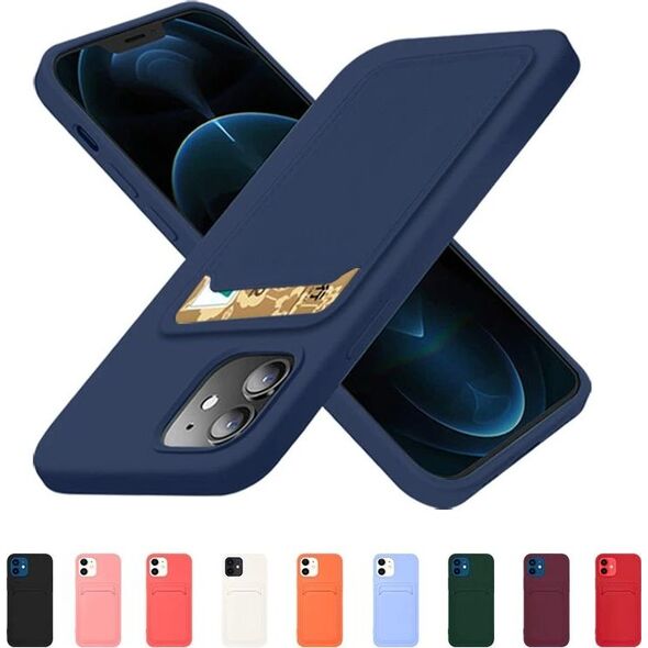 Hurtel Card Case silikonowe etui portfel z kieszonką na kartę dokumenty do iPhone 12 Pro Max czerwony 9599136 9145576228111