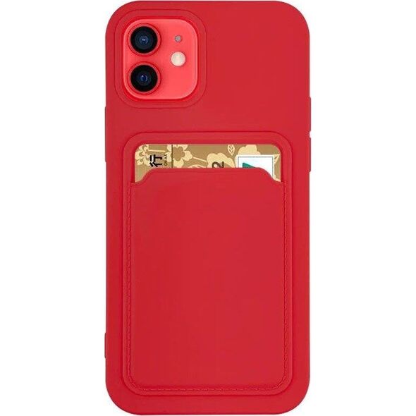 Hurtel Card Case silikonowe etui portfel z kieszonką na kartę dokumenty do Samsung Galaxy S21+ 5G (S21 Plus 5G) czerwony 9599230 9145576229088