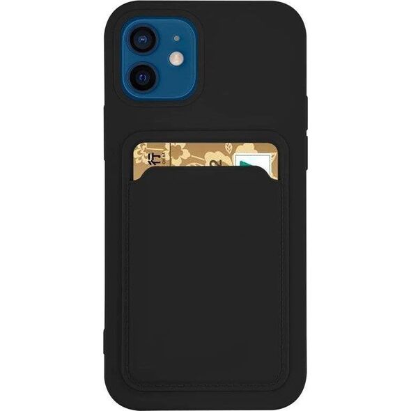 Hurtel Card Case silikonowe etui portfel z kieszonką na kartę dokumenty do Samsung Galaxy S21+ 5G (S21 Plus 5G) czarny 9599231 9145576229064