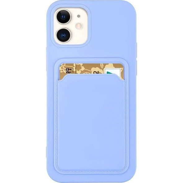 Hurtel Card Case silikonowe etui portfel z kieszonką na kartę dokumenty do Samsung Galaxy A22 4G fioletowy 9599331 9145576230084