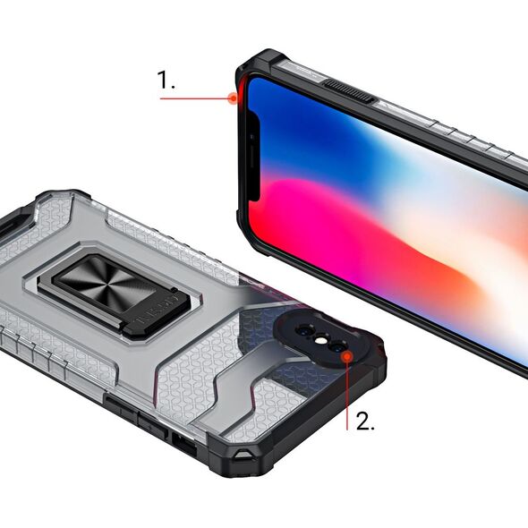Hurtel Crystal Ring Case pancerne hybrydowe etui pokrowiec + magnetyczny uchwyt iPhone XS Max czerwony 9599368 9145576226001