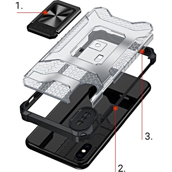 Hurtel Crystal Ring Case pancerne hybrydowe etui pokrowiec + magnetyczny uchwyt iPhone XS Max czerwony 9599368 9145576226001