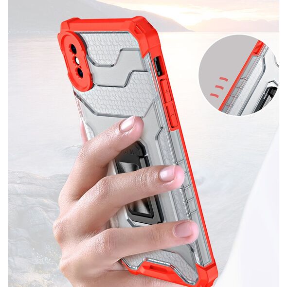 Hurtel Crystal Ring Case pancerne hybrydowe etui pokrowiec + magnetyczny uchwyt iPhone XS Max czerwony 9599368 9145576226001