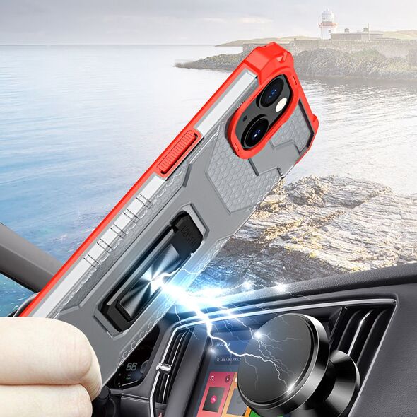 Hurtel Crystal Ring Case pancerne hybrydowe etui pokrowiec + magnetyczny uchwyt iPhone 12 mini czerwony 9599385 9145576226162