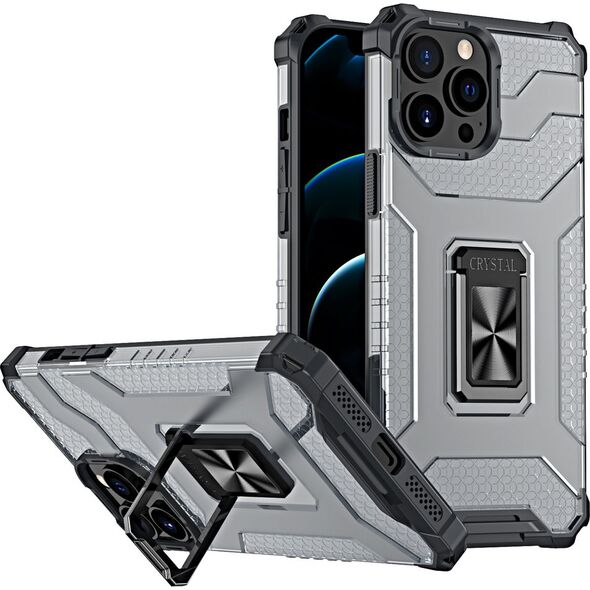 Hurtel Crystal Ring Case pancerne hybrydowe etui pokrowiec + magnetyczny uchwyt iPhone 12 Pro czarny 9599392 9145576226230