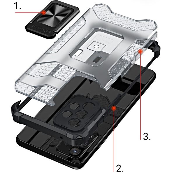Hurtel Crystal Ring Case pancerne hybrydowe etui pokrowiec + magnetyczny uchwyt Samsung Galaxy A72 4G czarny 9599408 9145576226391