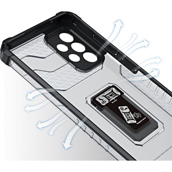 Hurtel Crystal Ring Case pancerne hybrydowe etui pokrowiec + magnetyczny uchwyt Samsung Galaxy A72 4G czarny 9599408 9145576226391