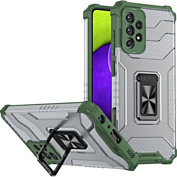 Hurtel Crystal Ring Case pancerne hybrydowe etui pokrowiec + magnetyczny uchwyt Samsung Galaxy A72 4G zielony 9599411 9145576226421