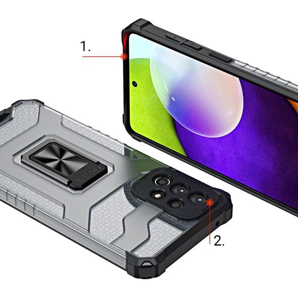 Hurtel Crystal Ring Case pancerne hybrydowe etui pokrowiec + magnetyczny uchwyt Samsung Galaxy A72 4G zielony 9599411 9145576226421