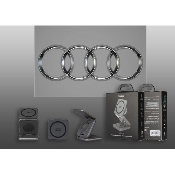 Audi Audi składana ład. indukcyjna 3w1 szary/grey Big Logo AU-MWC3IN1-GT/D1-GY